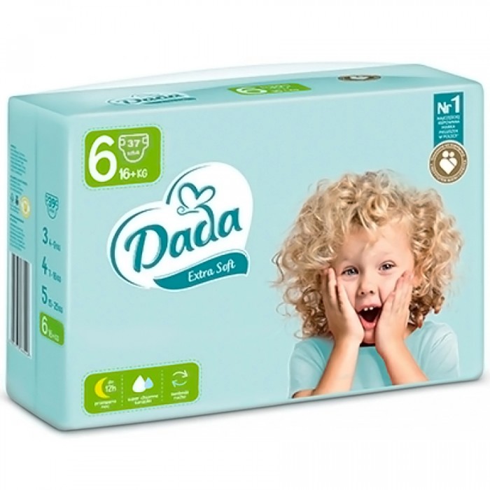 Подгузники детские Dada Extra Soft, размер 6 (16+ кг), 37 шт - 